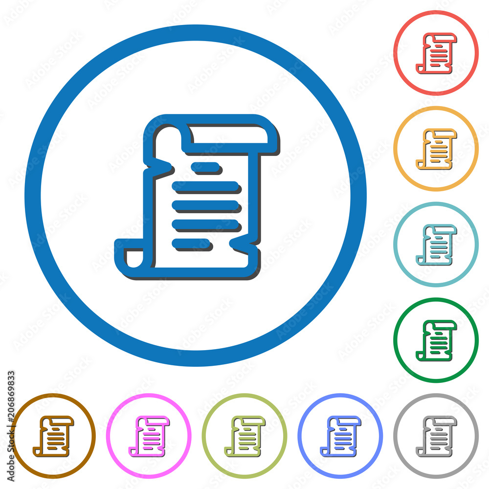Poster paper scroll icons with shadows and outlines