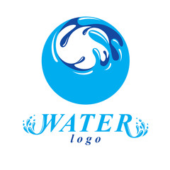 Ocean freshness theme vector sign for use as corporate emblem in spa and resort organizations. Environment protection concept.