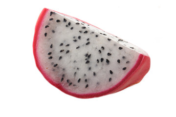 slice of white pitahaya isolated on white background