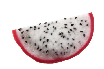 slice of white pitahaya isolated on white background