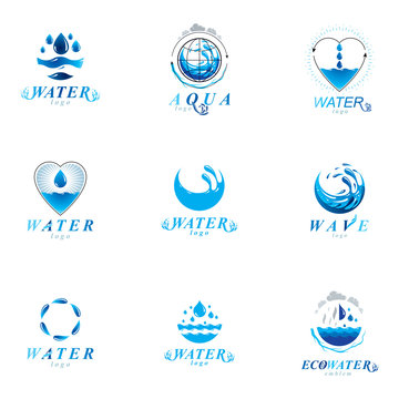 Sea wave splash vector symbol. Water is life theme. Human and nature harmony concept.