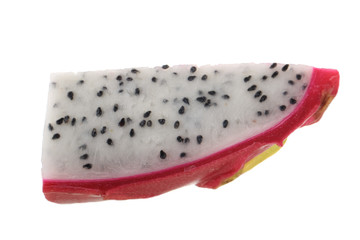 slice of white pitahaya isolated on white background