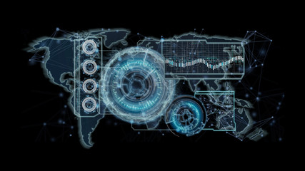 Technology interface isolated on a background 3d rendering