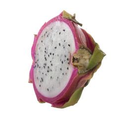 half of white  pitahaya isolated on white background