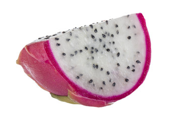 slice of white pitahaya isolated on white background