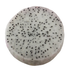 peeled slice of white  pitahaya isolated on white background