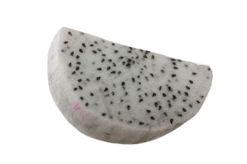 slice of white  pitahaya isolated on white background