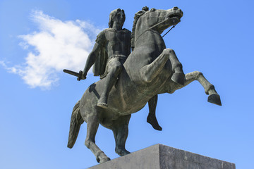 The statue of Alexander the Great on the beach of Thessaloniki