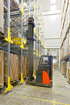 Forklift in Cold Storage Warehouse