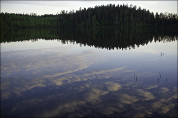 the reflection in the water