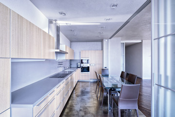 Interior design modern kitchen in the new house.