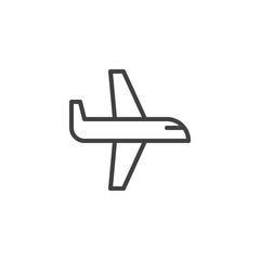 Airplane outline icon. linear style sign for mobile concept and web design. Plane simple line vector icon. Symbol, logo illustration. Pixel perfect vector graphics