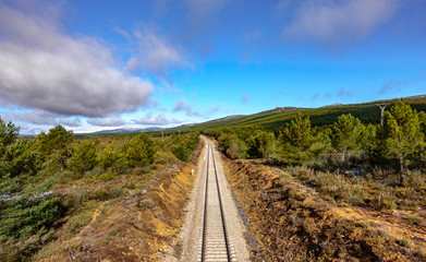 Straight train line in the country