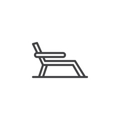 Beach chair outline icon. linear style sign for mobile concept and web design. deck chair simple line vector icon. Sun lounger Symbol, logo illustration. Pixel perfect vector graphics