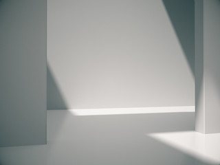 Empty abstract white room and lateral lights,3D rendering