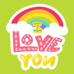 Vector Romantic Love Patch in doodle style