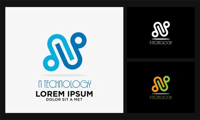 letter N technology logo