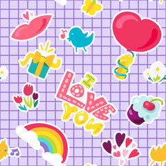 Vector Romantic Love Seamless Pattern