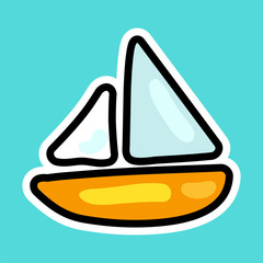 Vector ship or boat in cartoon style