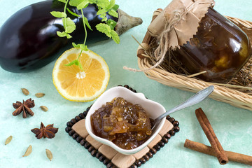 Eggplant jam with lemon and spices