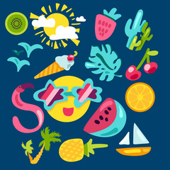 Vector Tropical Summer Stickers