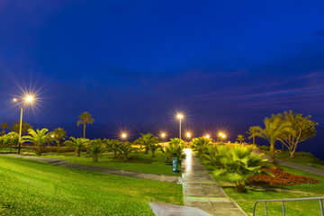 Itzhac Rabin Park, in Lima city, Peru, at night