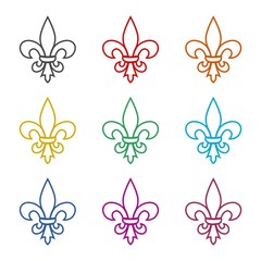 Fleur de lis icon, Fleur-de-lis sign, color icons set