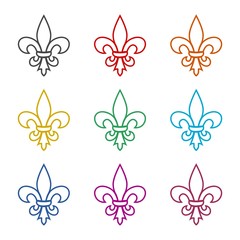 Fototapeta premium Fleur de lis icon, Fleur-de-lis sign, color icons set