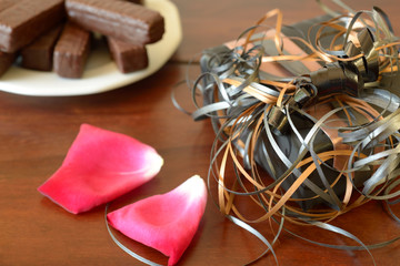 Wrapped gift box Chocolate waffles