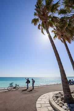 France, Alpes-Maritimes (06), Nice, la Baie des Anges depuis le Quai des Etats-Unis