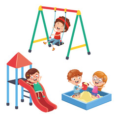 Vector Illustration Of Children At Park