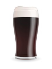Realistic beer glass with dark stout beer - obrazy, fototapety, plakaty