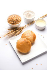 Homemade Fried Puri or Poori Or Indian Bread, selective focus