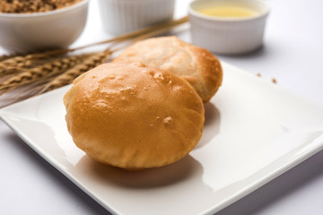 Homemade Fried Puri or Poori Or Indian Bread, selective focus