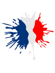farbe tropfen klecks spritzer stempel alt 3 farben frankreich nation blau weiß rot flagge design logo cool