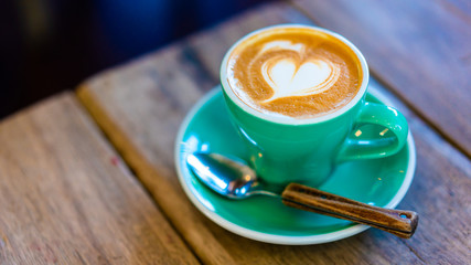 Hot Latte Coffee With Heart Shape