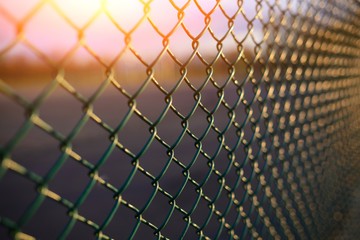 fence with metal grid in perspective