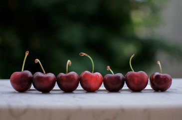 Closeup of fresh cherries, selective focus