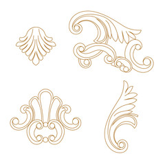 Fototapeta premium Golden vintage baroque ornament, corner. Retro pattern antique style acanthus. Decorative design element filigree calligraphy vector. - stock vector