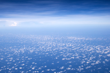 Fototapeta na wymiar landscape look down from the airplane look see the sky and cloud beautiful