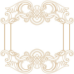Golden vintage border frame engraving with retro ornament pattern in antique baroque style decorative design. Vector