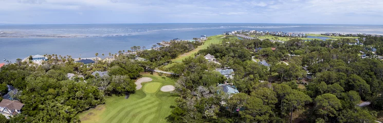 Poster 180 degree panorama of waterfront and golf properties on Fripp Island, South Carolina © Wollwerth Imagery