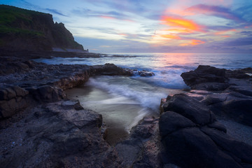 Obraz premium Blue Hour at Cap La Houssaye Saint Paul in Reunion Island