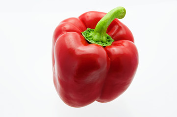 Fresh, beautiful bell sweet pepper on white background, close-up. Isolated.