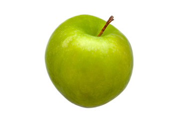 Perfect Fresh Green Apple Isolated on White Background.