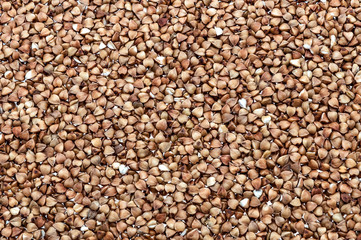 Background of buckwheat groats on all images.