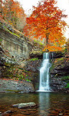 Nice autumnal scene with waterfall