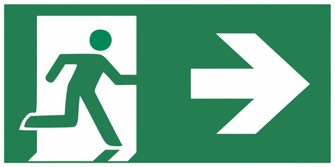 emergency exit sign right - emergeny exit vector illustration