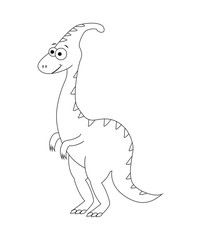 Colorless funny cartoon pararsaurolophus. Vector illustration. C