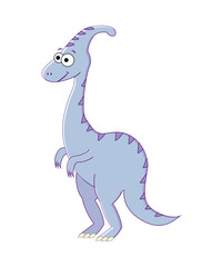 Colorless funny cartoon parasaurolophus. Vector illustration. Co